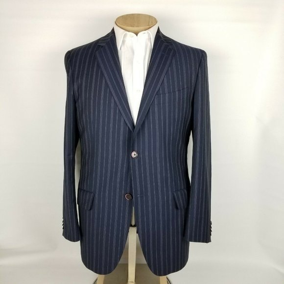 Etro Mens Suit 42R Blue Purple Stripe 2 Piece - Picture 2 of 12